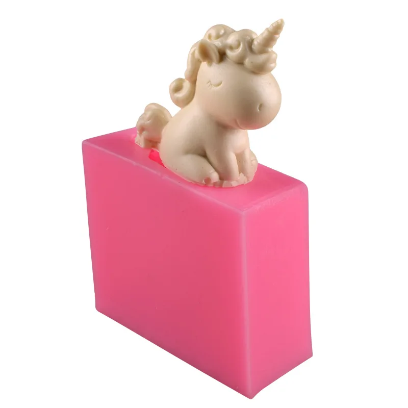 

Cute unicorn shape fondant silicone mold aromatherapy plaster mold cake decoration DIY baking tool, As picture