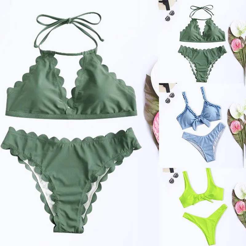 

Women's Sexy Bikini Split Solid Color Thong Adjustable Bikini swimwear women sexy girl bikini hot sell, Photo