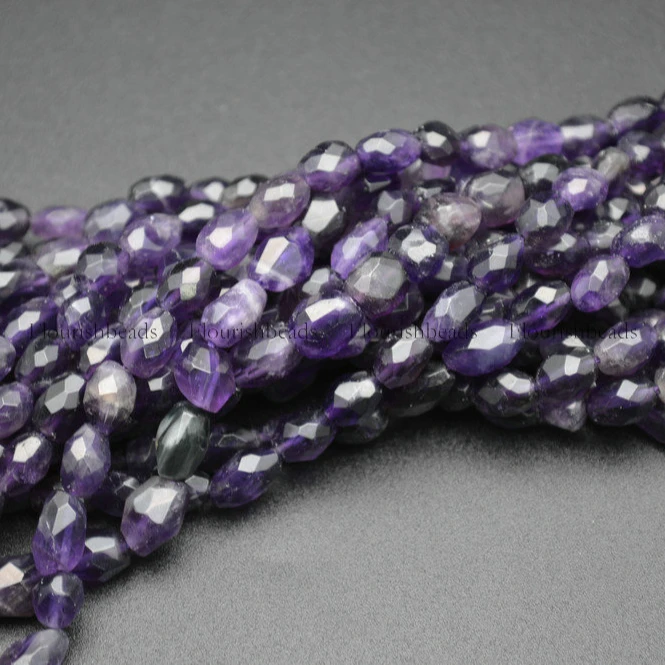 

8X12mm Natural Faceted Amethyst Rice Shape Stone Loose Beads DIY Jewelry making supplies