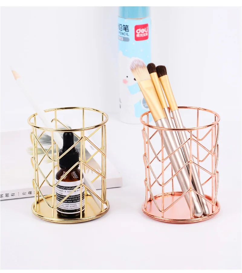 

2 Colors Makeup Storage Box Cylindrical Case Storage Lipstick Brush Pen Holder Organizer Iron