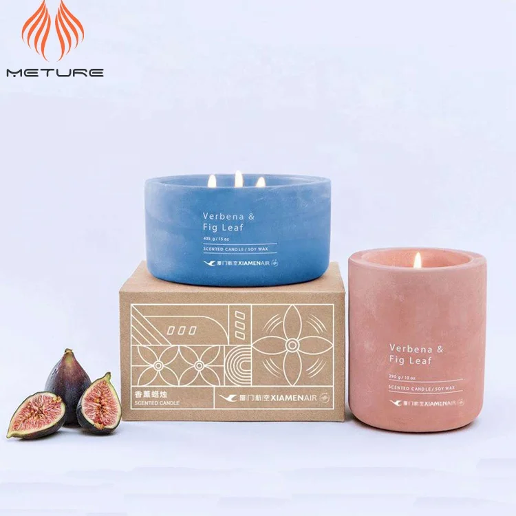 
Heat resistant water proof concrete candle jars pink blue white cement candle jars with cement candle lid available 