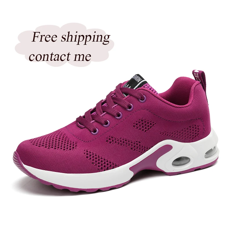 

Ladies Sneakers Lace Up Flying Knitting Breathable Heightening Shoes Air Shose Tennis Cricket Sports Outdoor Cycling Shoes, 4 color