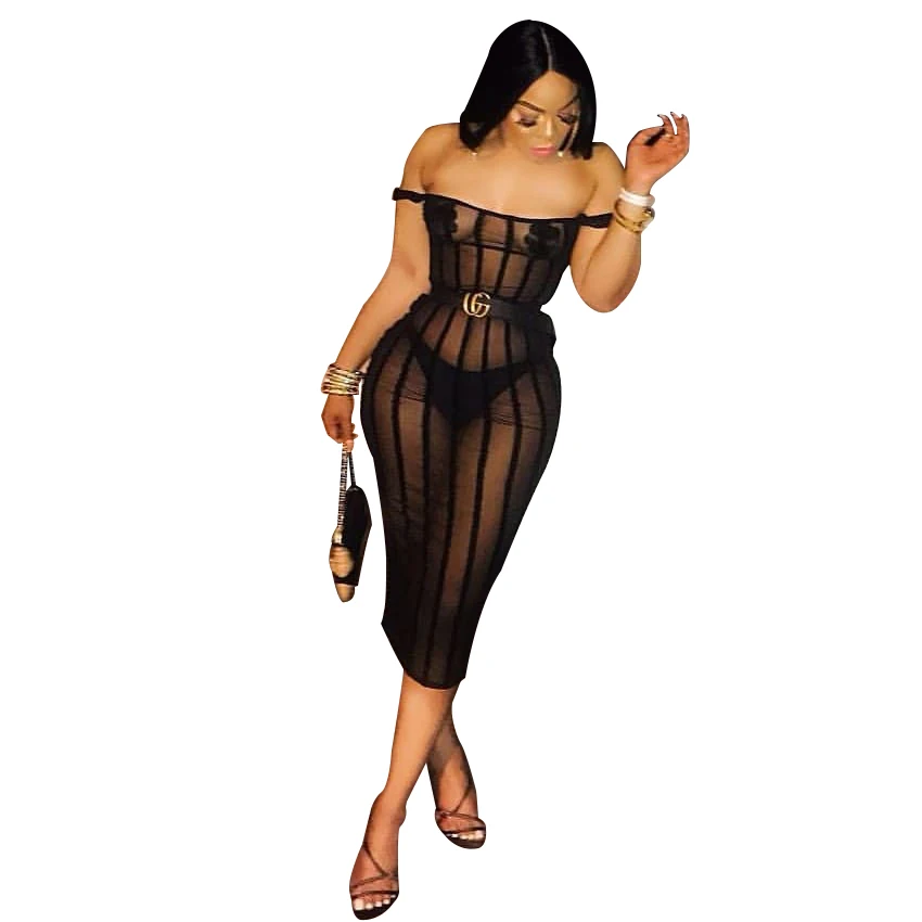 

Wholesale sexy chiffon black off-the-shoulder tight new fashion ladies dress