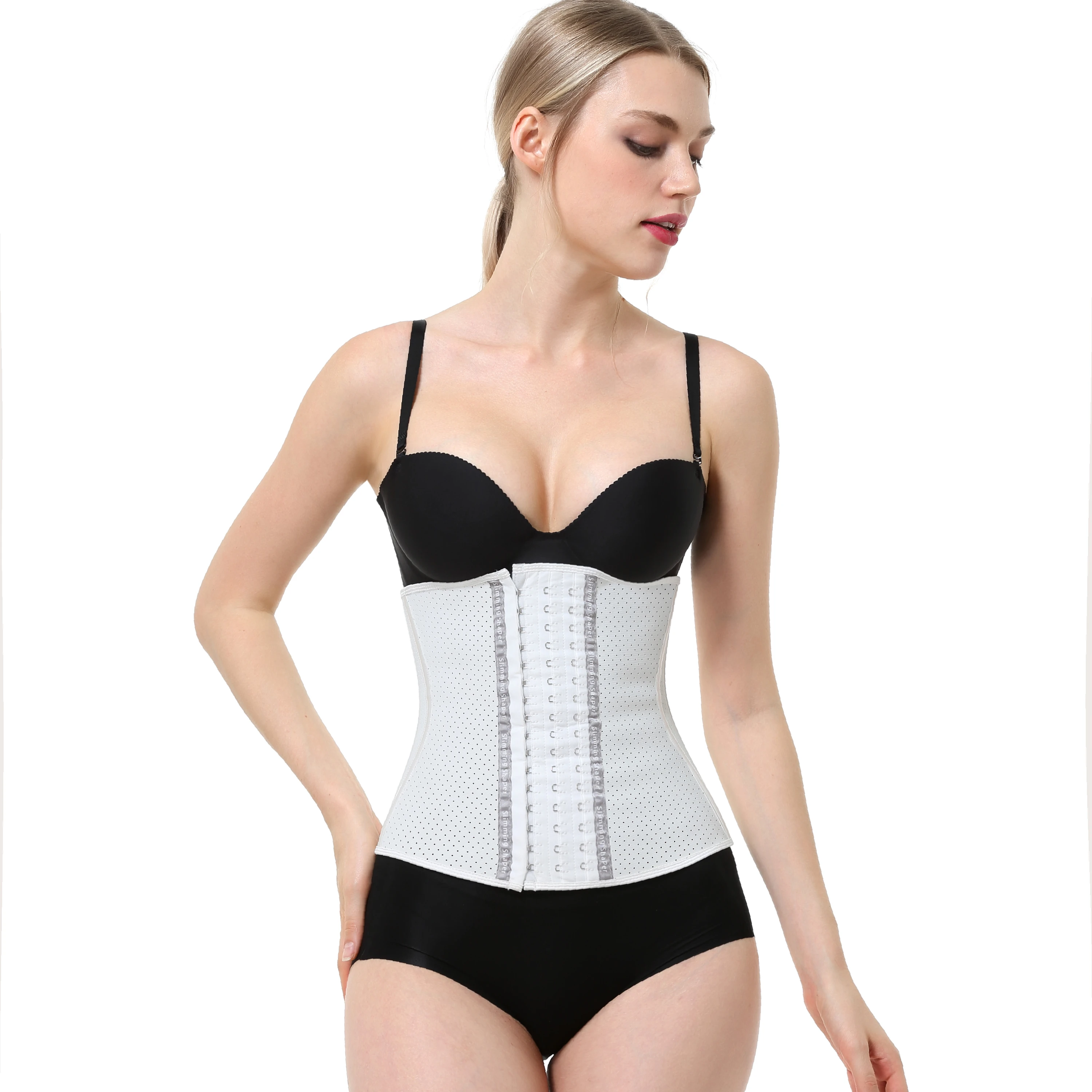 

OEM service Professional protection Rubber Sustainable White workout corsets stomach breathable hooks waist trainer corset