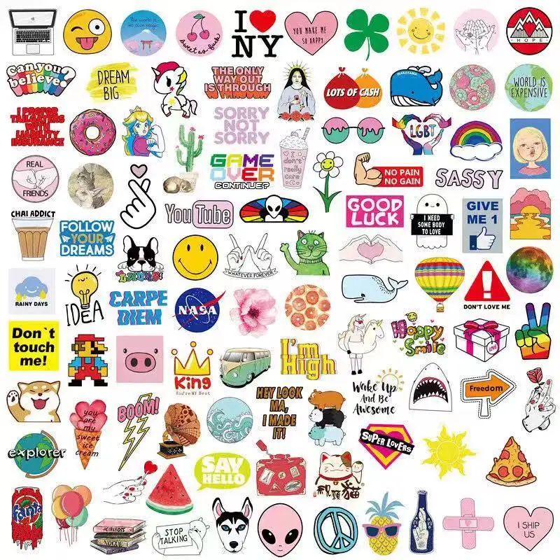 New Style Cute Love Sticker Pack 100-pcs Waterproof Removable Pvc ...