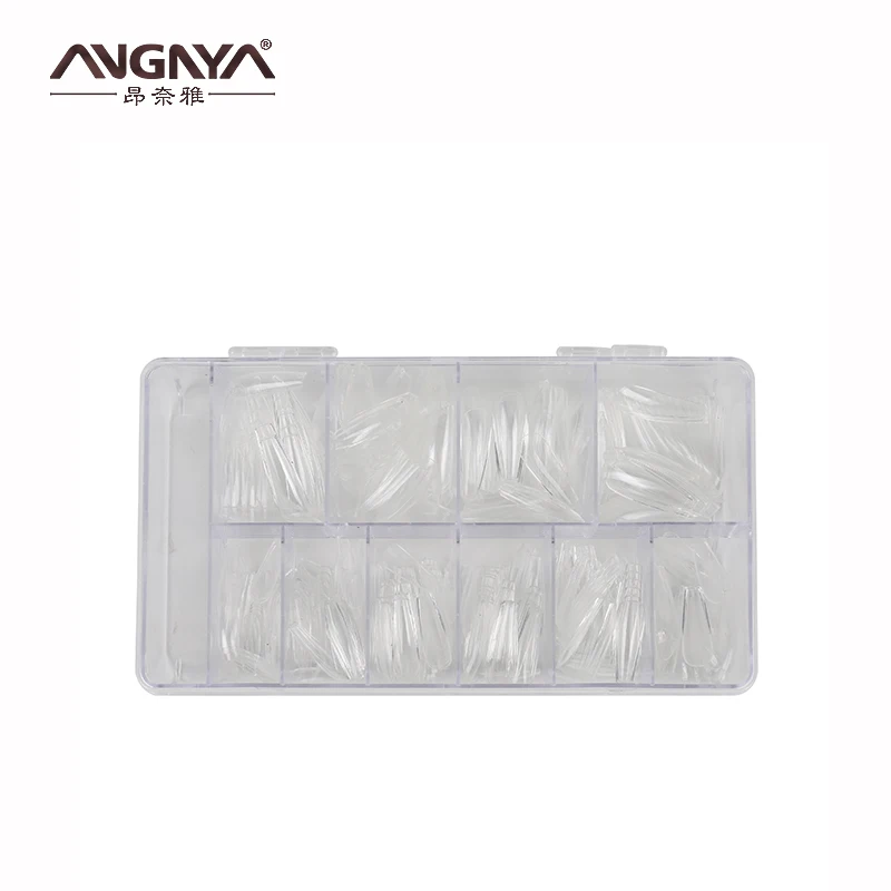 

500pcs Nail Tips Full Cover False Nails Square Head Artificial Finger Nails, Transparent/white