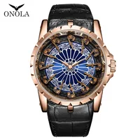 

ONOLA brand unique quartz watch man 2019 rose gold leather cool gift for man watch fashion cusual waterproof Relogio Masculino