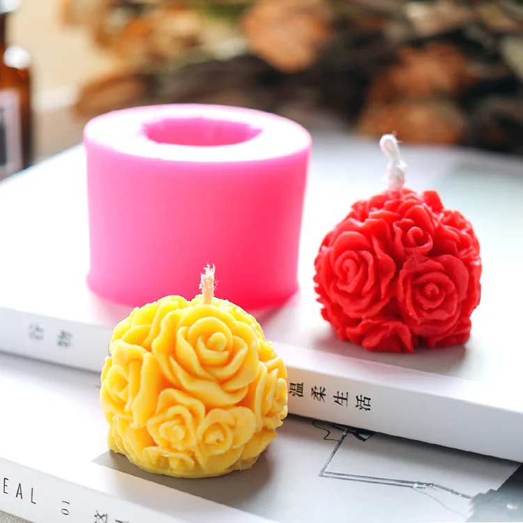 

Rose round candle mold cylinder silicone mould for wedding gifts aromatherapy candle soap molds