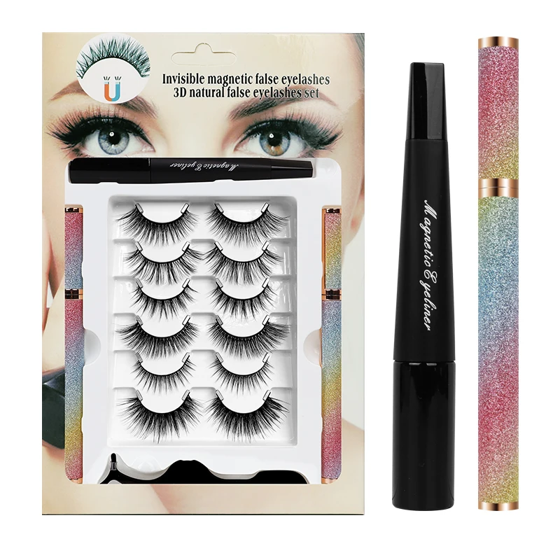 

Magnetic Mink False Eyelash Set Private Label Mink Magnetic Eyelashes with Eyeliner Set Custom Magnetic Liner Lashes