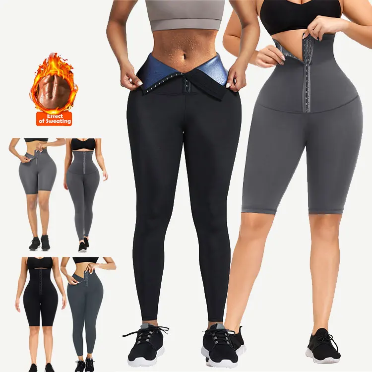 

2022 Women High Waist Fat Burning Tummy Thigh Shaper Neoprene Waist Trainer Thigh Shaper Butt Lifter Yoga pants leggings