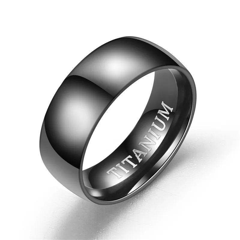 

High Quality Fashion Custom Jewelry Blanks 8MM Mens Titanium Steel Black Ring