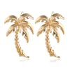European Holiday Jewelry Gold Exaggerated Big Tropical Coconut Palm Tree Geometric Metal Coco Joker Earrings For Women