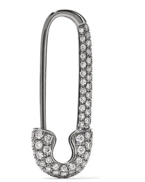 

2019 France 100% 925 Sterling Silver Silver Safety Pin Earring Three Color Style One Side Zircon Right Left Earring