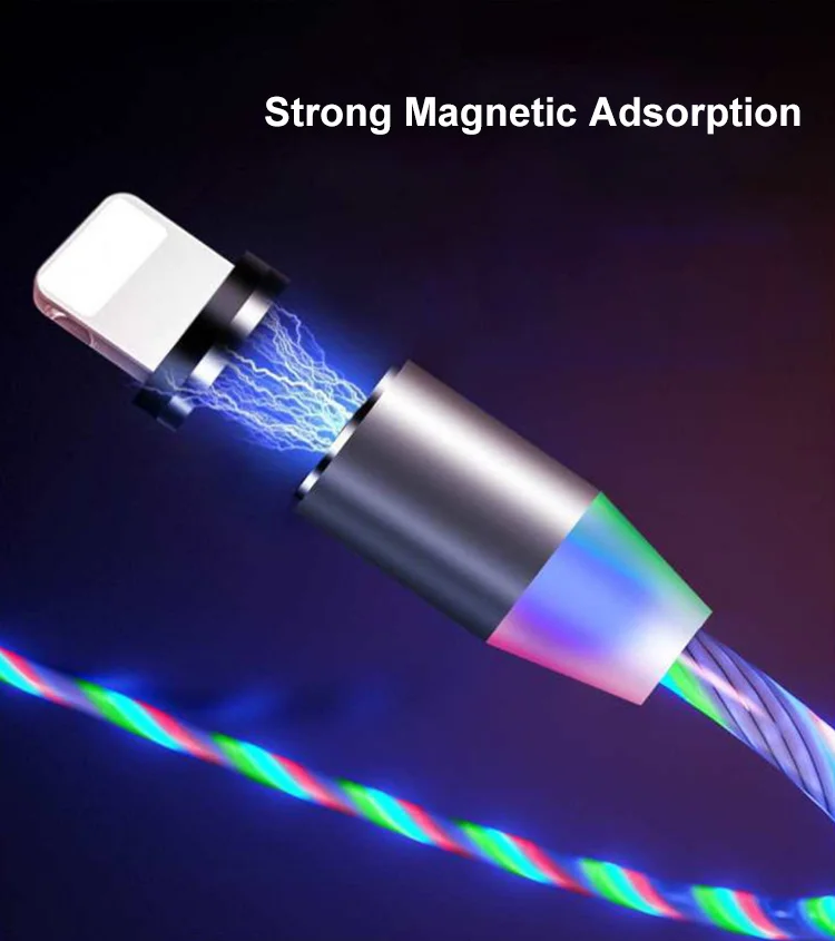 Hot Sale 3 in 1 with Flowing Light Magnetic Fast Charging USB Data Cable - ANKUX.COM