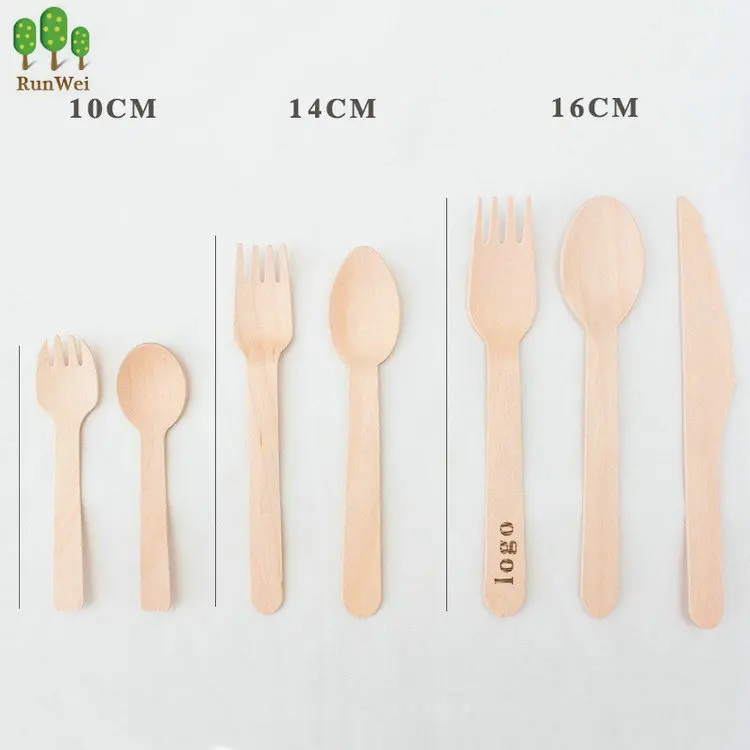 

Eco friendly cutlery Set Disposable Wooden Knife Spoon Fork, 100%natural color