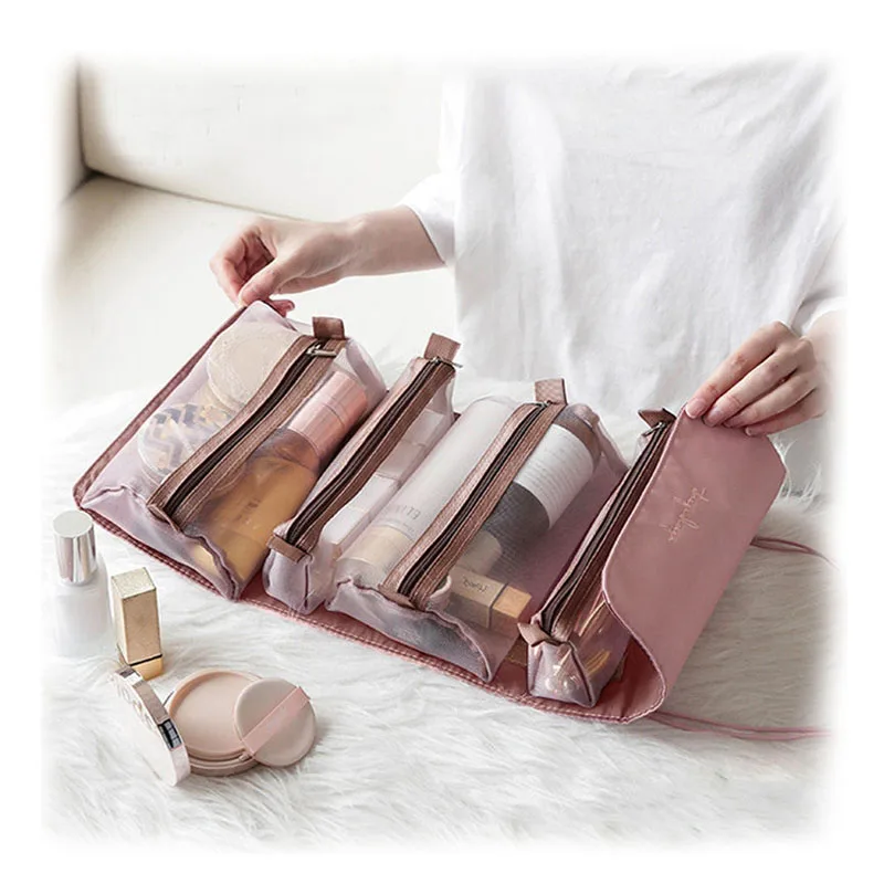 

Four-in-one Magic Makeup Bag Portable Women Toiletry Organizer Beauty Brush Bag Removable Cosmetic Make Up Organizer Pouch