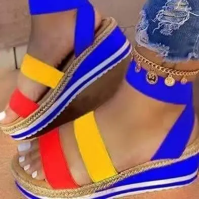 

2020 summer new large size women's shoes cross straps hemp rope sole platform sandals, 4 colors