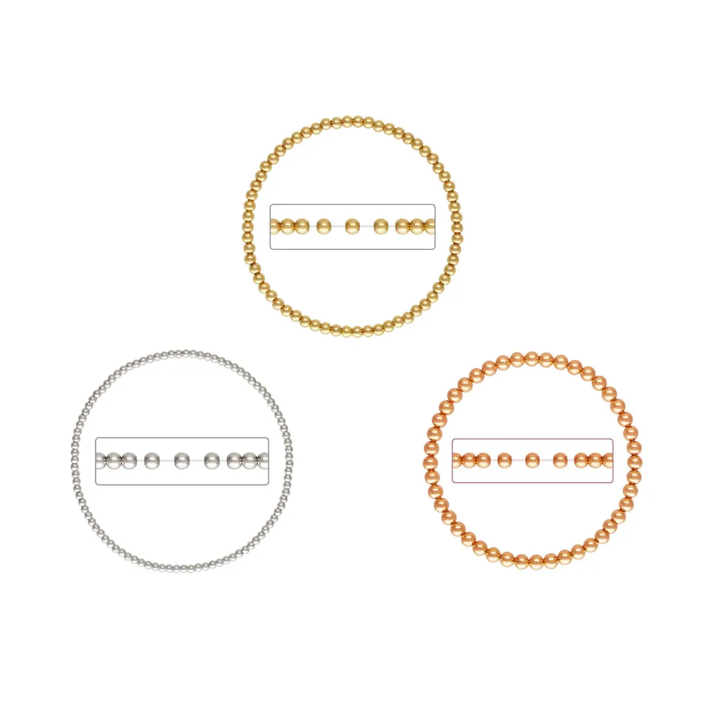 Fine 14k Gold Filled Jewelry Beaded Bracelet Sterling Silver 925  Bracelets for Jewelry Making Rose Gold Filled Bangles