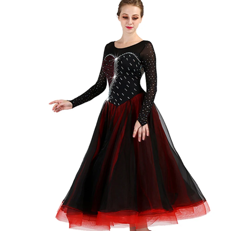 

LIUHUO Women's Performance Lace Long Sleeve Natural Dress ballroom dance dresses