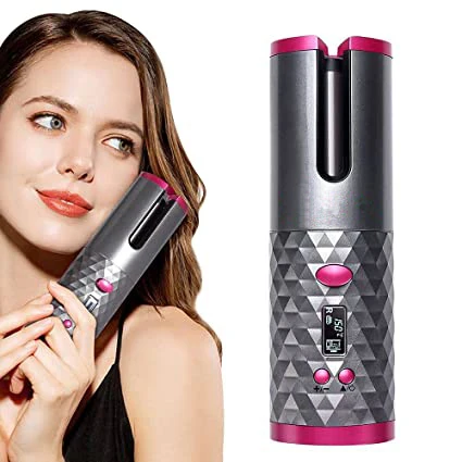 

5 In 1 Ceramic Rechargeable Wave Air Curly Iron Wired Mini Pink Portable Wireless Rotating Auto Cordless Automatic Hair Curler, White,purple , pink ,gray ,champagne , black