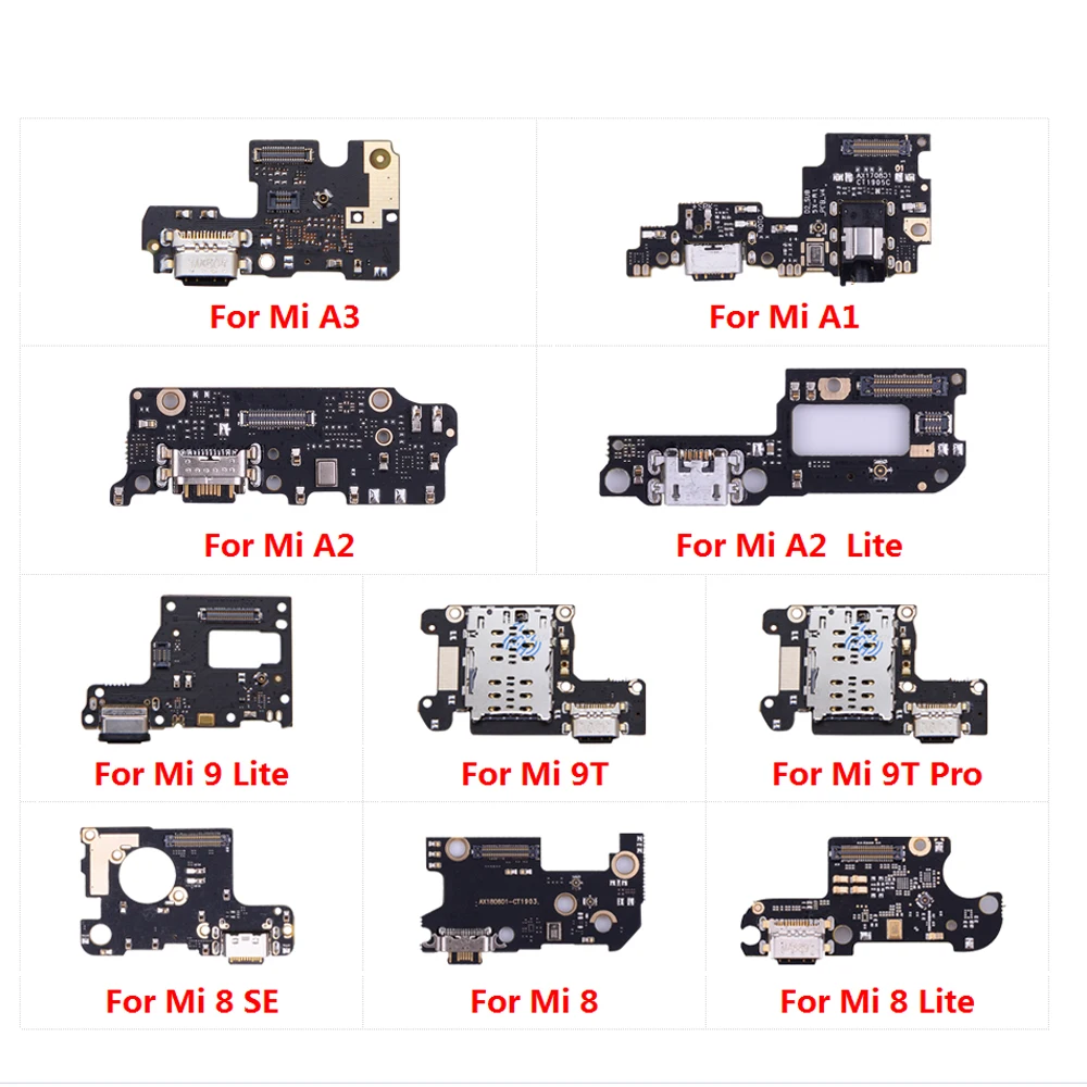 

Charging Port Connector Board Parts Flex Cable For XiaoMi Mi 10 9T Pro 9 8 SE A3 A1 A2 Lite Mobile Phone Spare Parts, Black