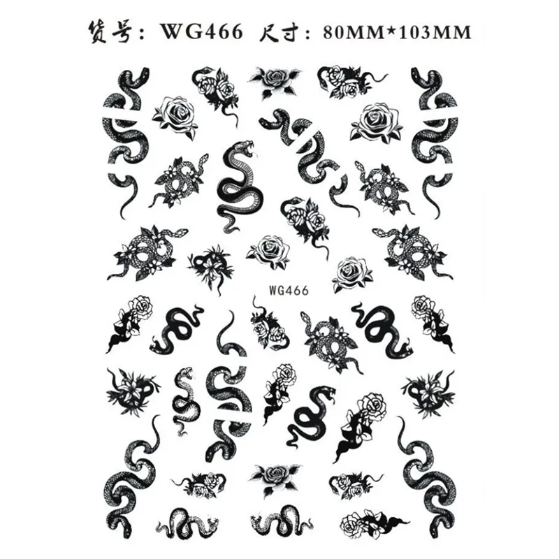 

WG462-WG482 3D Latest Snake Design Nail Art Stickers Cartoon Sexy Lady Nail Wraps Nail Art Decorations Decals