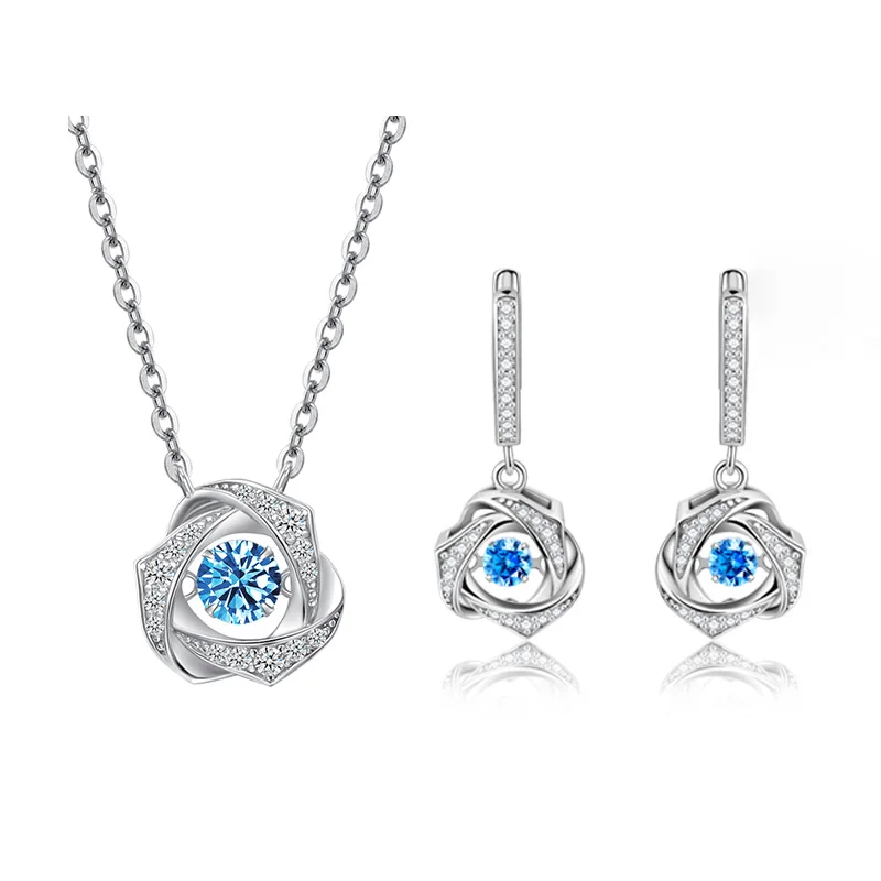 

High Quality VANA Valentines Gift Bridal Jewelry Blue Cubic Zirconia Non Tarnish Luminous Fine Jewelry Custom Jewelry 925 Set