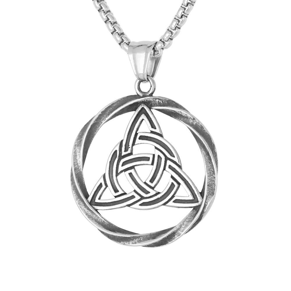 

Viking Rune Symbol Amulet Necklace Colgante Vintage Stainless Steel Celtic Knot Pendant