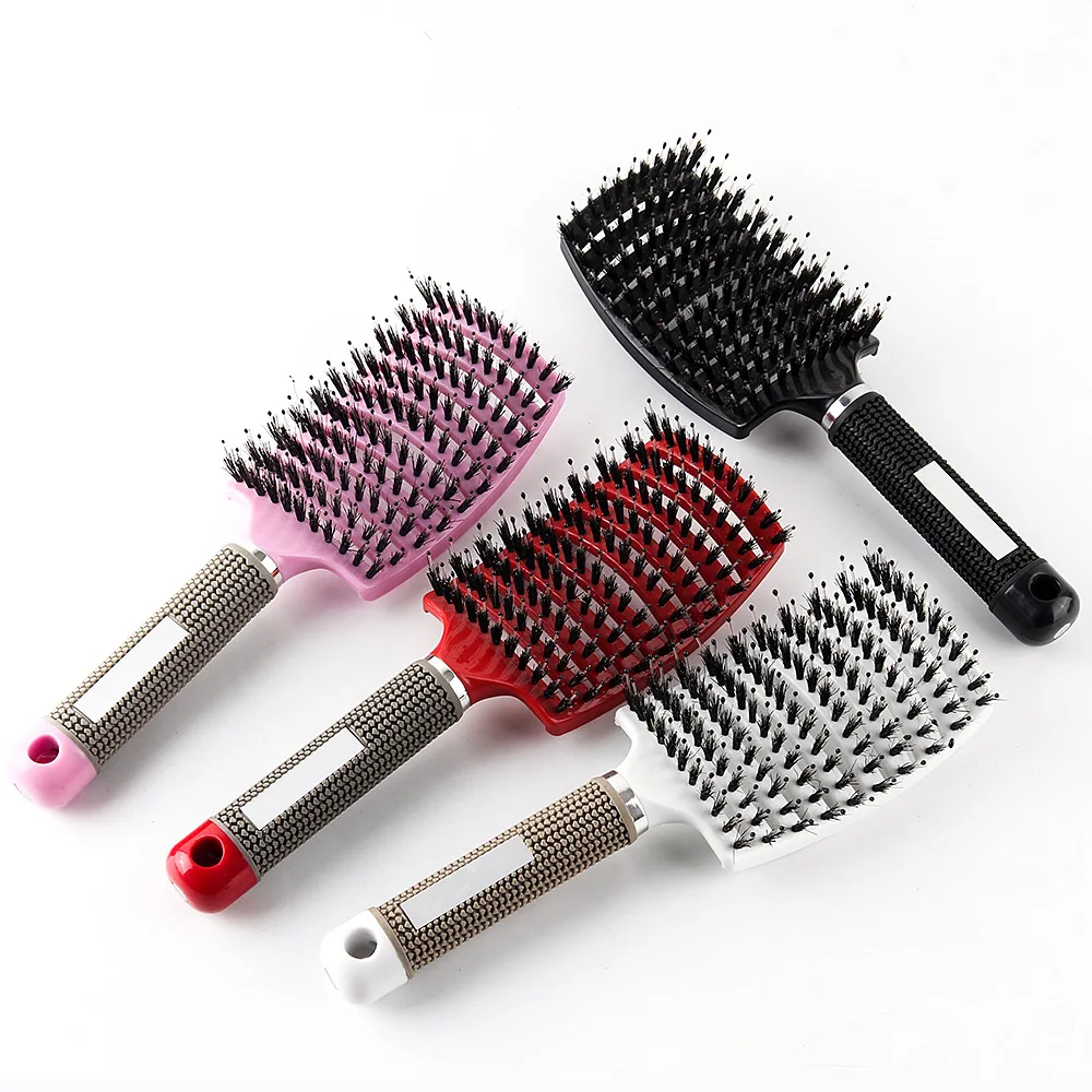 

BEAUFLY New Style Hot Selling Bristle Nylon Hairbrush Massage Comb Detangle Hair Brush For Salon Hairdressing Tools, Customized color