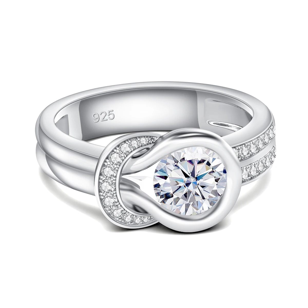 

Personalize Love knot 1.2ct jewelry women diamond 925 silver moissanite rings