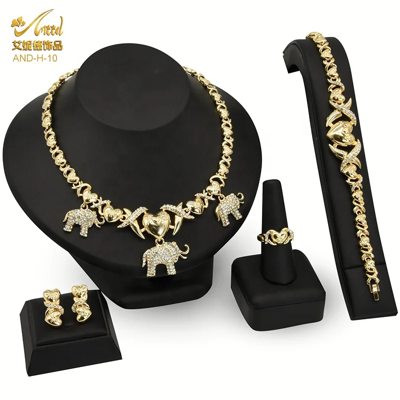 

18K Gold Xoxo Double Earrings Two Tone Xo Elephant Necklace New Xo Big Gold Set Rose Jewelry Xo Set