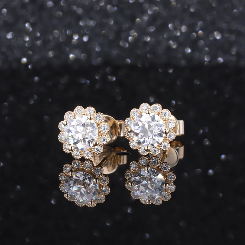 

Lovely Earrings lab diamond 14k Yellow Gold Women Korean Earrings
