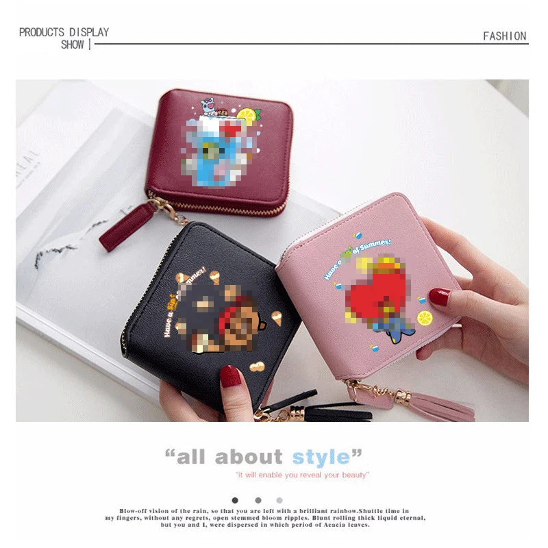 

Wholesale Square Kpop Bt21 Cartoon Small Bag Coin Purse Short Cute Jimin Mini Wallet, Picture shows