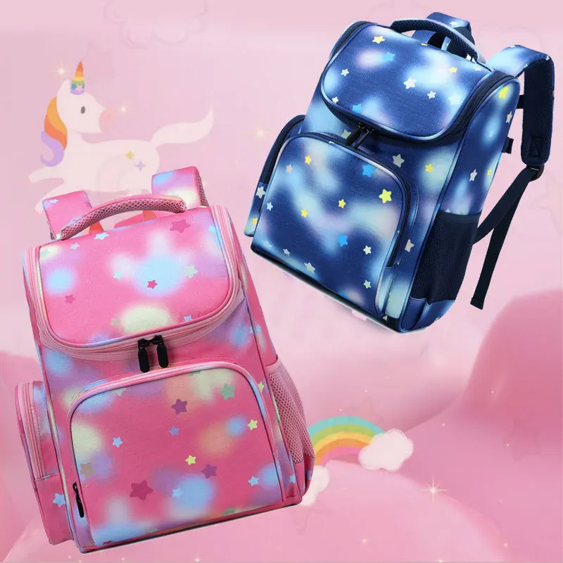 

2021 Factory price high density waterproof cartoon school bags backpack for children, Pink/blue