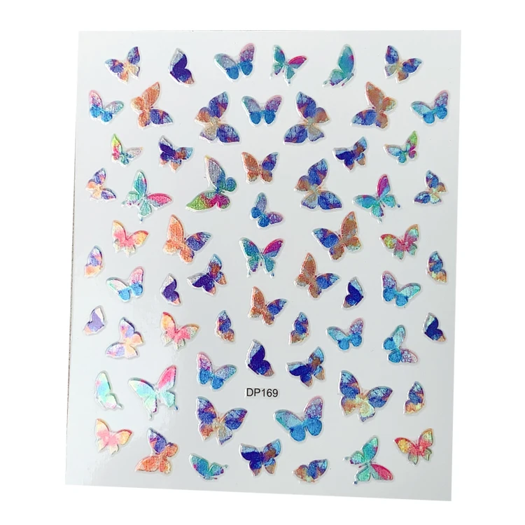 

Hot Selling 100 Designs Butterfly Nail Sticker Art Laser Butterfly Nail Decals 3d Butterfly Stickers & Decals