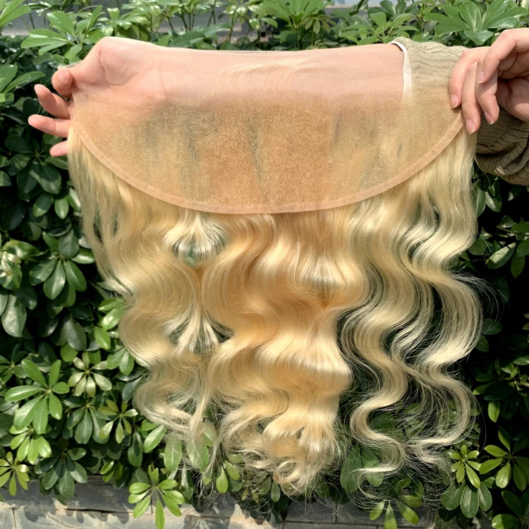 

virgin hair with closure Top illusion lace frontal with baby hair,raw virgin indian hair frontal,curly/613 bundles with closure, Natural color #1b,light borwn, dark brown