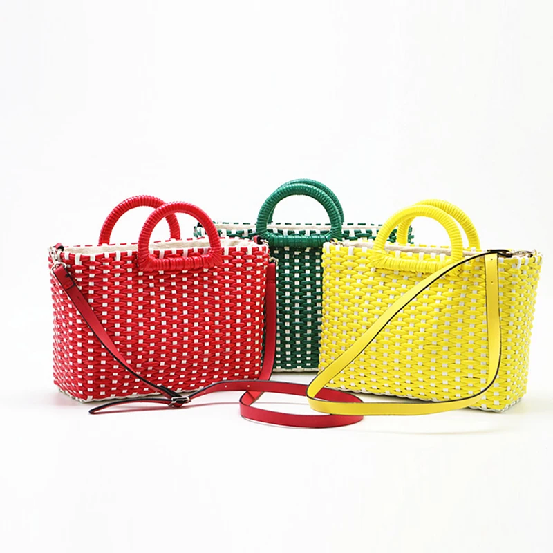 

CTB055 Summer fashion woven beach tote bags rattan bag 2022 ladies handbags wholesale