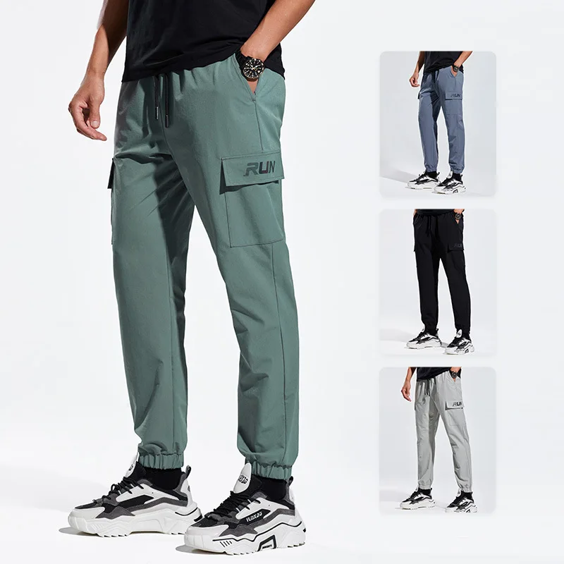 

Wholesale fashion blank track pants casual elastic men gym sweatpants streetwear cargo trousers joggers with side pockets, Picture color