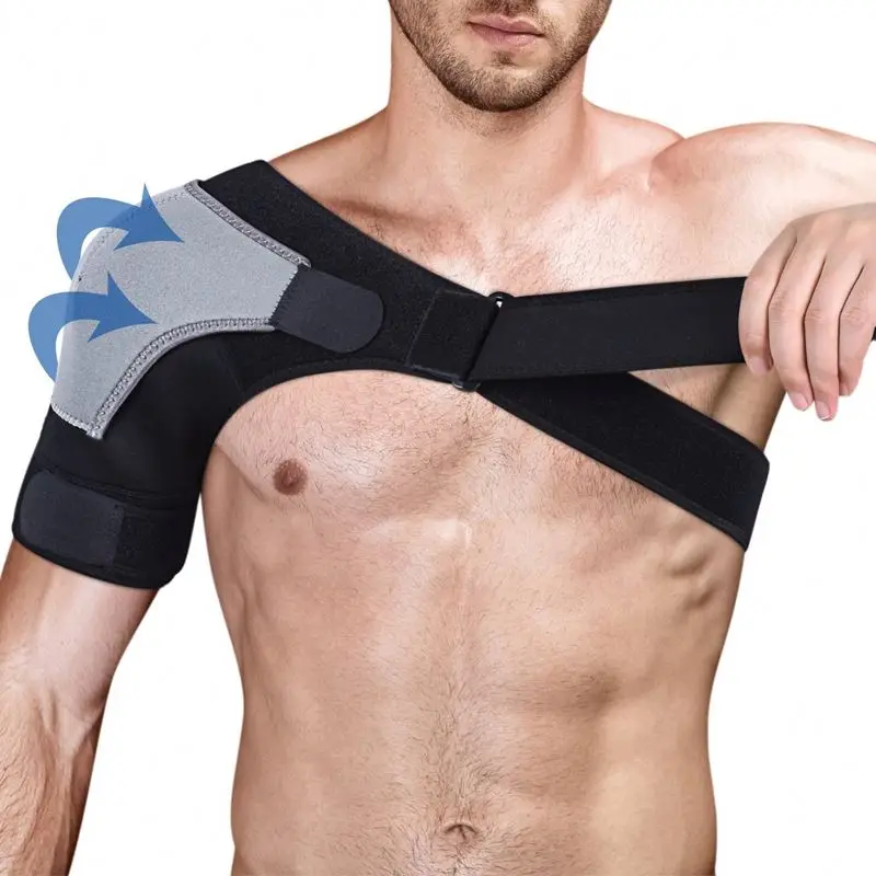 

Adjustable Left/right Shoulder Bandage Support Shoulder Brace Protector Pain Injury Black+grey Protective Availabe HL