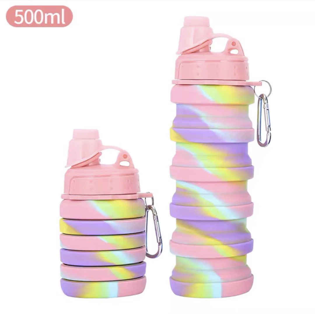 

Magic Spiral Folding Telescopic Silicone Water Sport Bottle Amazon Hot Sale Outdoor Portable Collapsible Water Cup, Multi colors