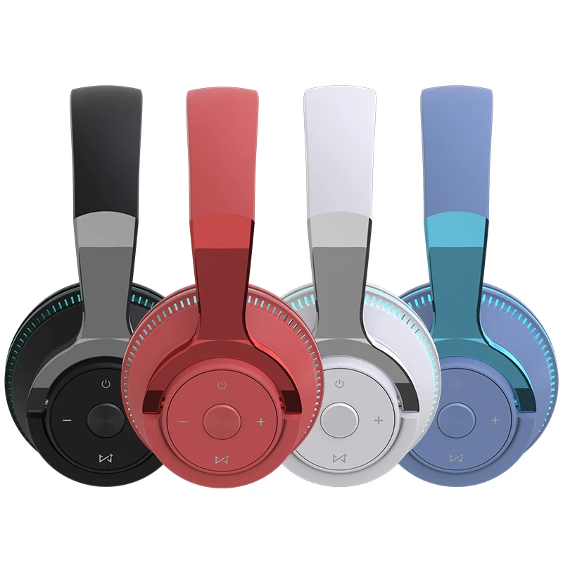 

High End Earphone Headset Folding Portable 3D Stereo Wireless Headphones Colorful Blutooth Headset With Breathing Light