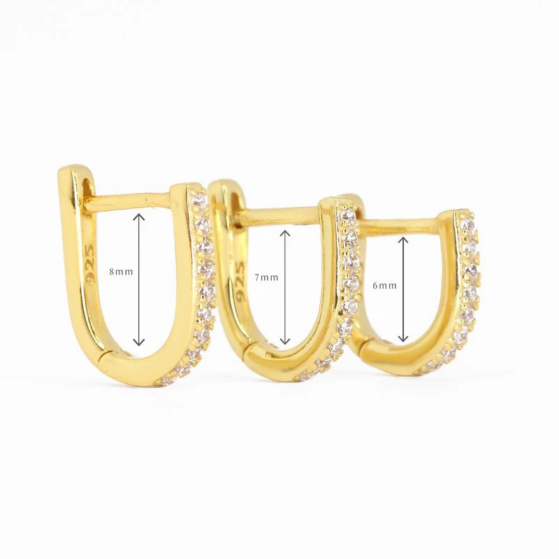 

S925 sterling silver fashion U-shaped classic all-match diamond earrings for women 2021