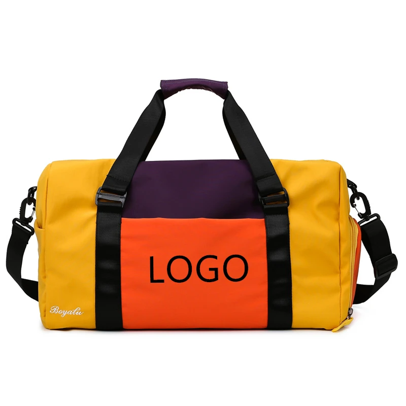 

2021 MOQ 10PCS new fashionable candy color duffel gym sport bags for women gym travel custom logo bag with shoe compartment, Customized color