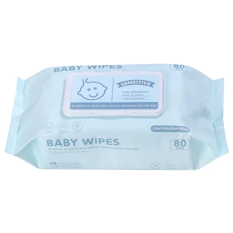 

biodegradable baby wipes 80pcs Pure Water no bachelor Sensitive skin care Baby Wipe