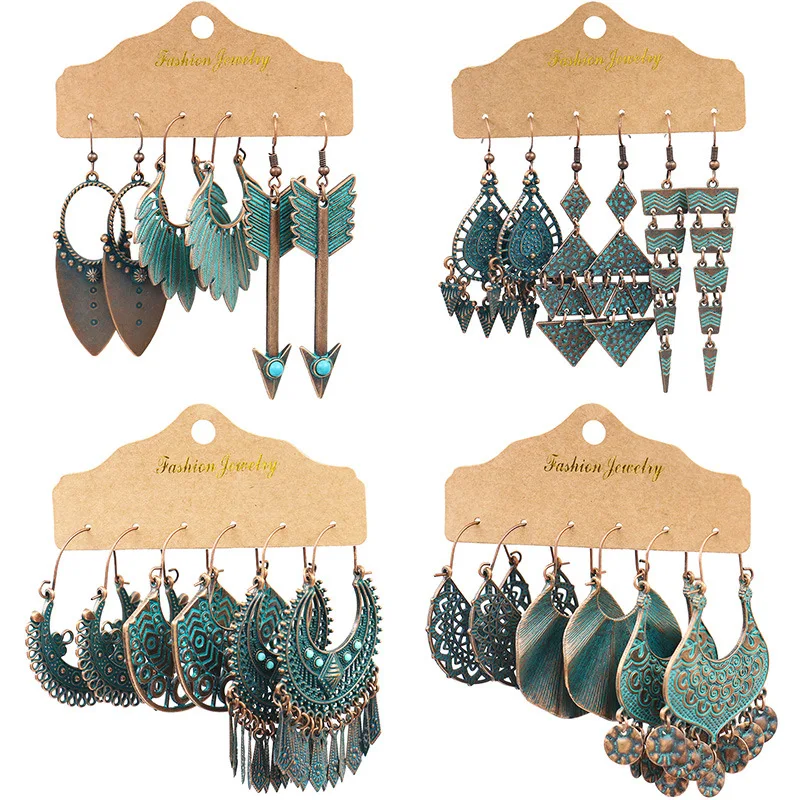 

2021 Hot Sale Fashion Braided Earrings Set 3pcs / Set Ethnic Tassel Bohemia Earrings