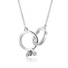 Korean fashion chain lady 925 Sterling Silver Ring Pendant Necklace