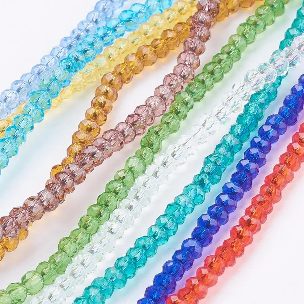 

PandaHall 2 mm Faceted Transparents Rondelle Bracelets Glass Bead