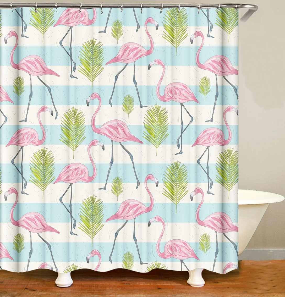 

i@home vintage aloha pink flamingo shower curtains with plant designs, As picture show