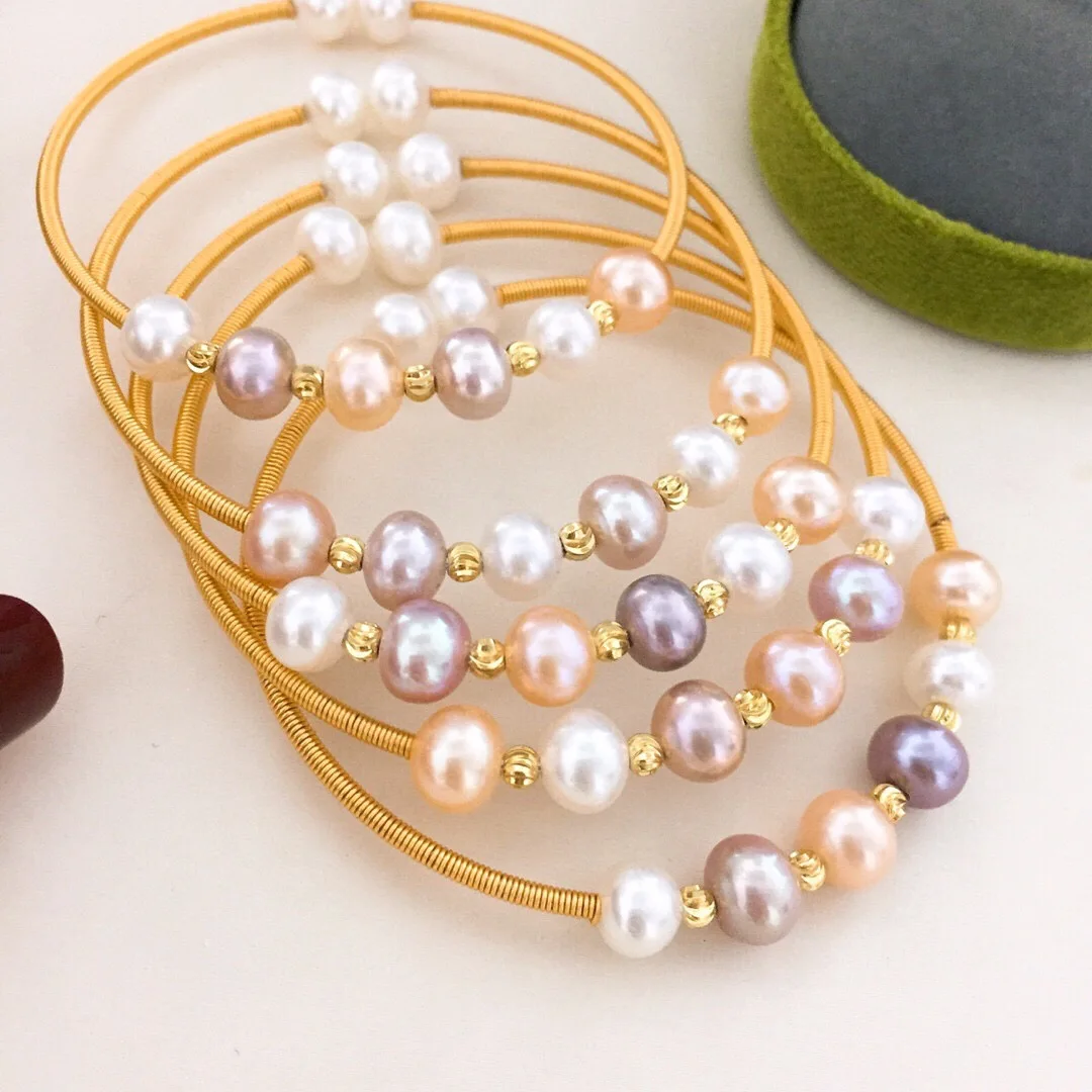 

Haiyang pulsera de perla hawaiian bracelets pearl bangles jewelry 14k gold cuff