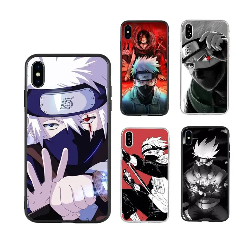 

Anime Naruto Hatake Kakashi capas hot selling cute Phone Case for iPhone X XR Xs Max 11 11Pro 11ProMax 12 12pro luxury fundas, Black/transparent